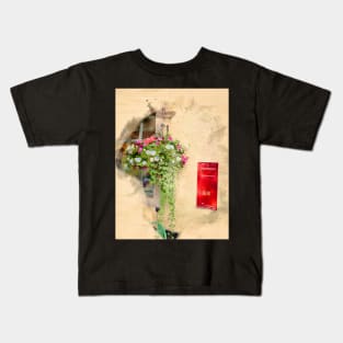 Hanging Flower Basket - Watercolour Kids T-Shirt